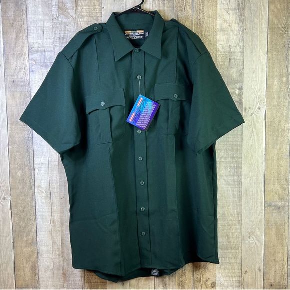 United Uniform Manufacturers Size XL(17-17-1/2) Dark Green Short Sleeve … - Picture 1 of 11